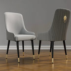 Modern PU Leather Set of 2 Dining Chairs with Metal Legs - 17x17x36