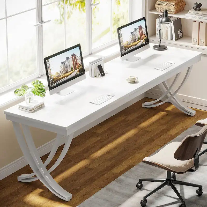 78.74  Extra Long Double Computer Desk with Unique Metal Legs for Home Office