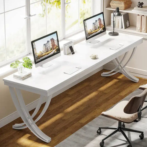78.74  Extra Long Double Computer Desk with Unique Metal Legs for Home Office