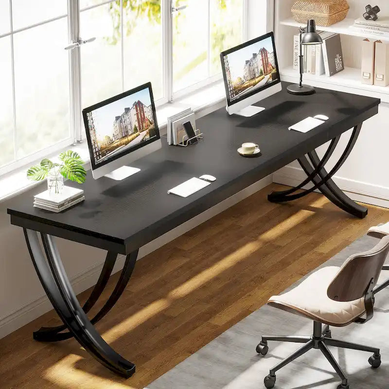 78.74  Extra Long Double Computer Desk with Unique Metal Legs for Home Office