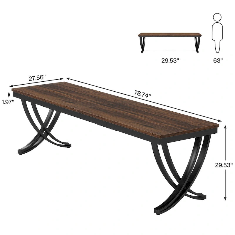 78.74  Extra Long Double Computer Desk with Unique Metal Legs for Home Office