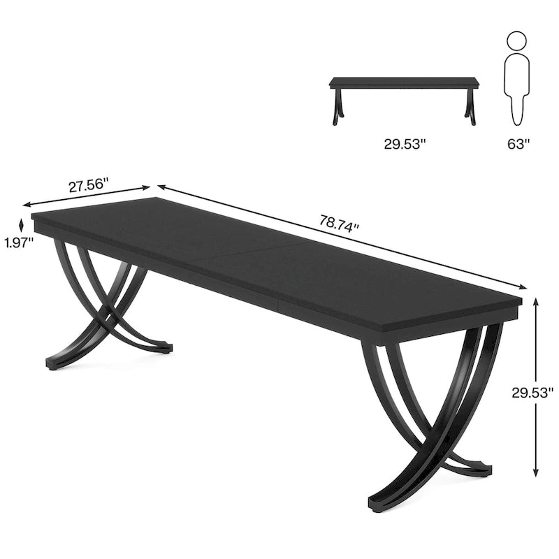 78.74  Extra Long Double Computer Desk with Unique Metal Legs for Home Office