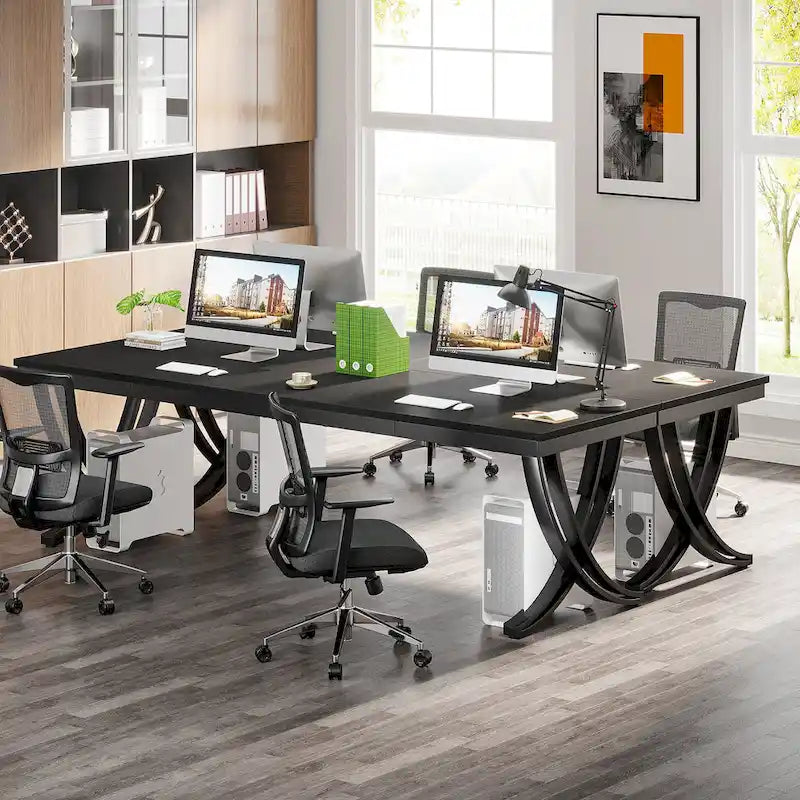 78.74  Extra Long Double Computer Desk with Unique Metal Legs for Home Office