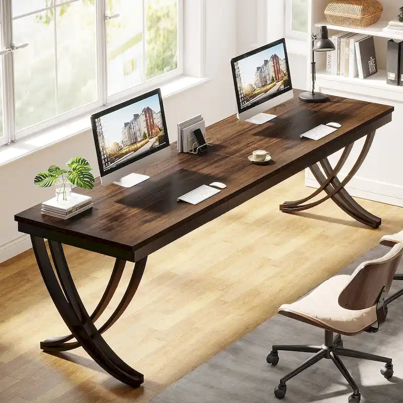 78.74  Extra Long Double Computer Desk with Unique Metal Legs for Home Office
