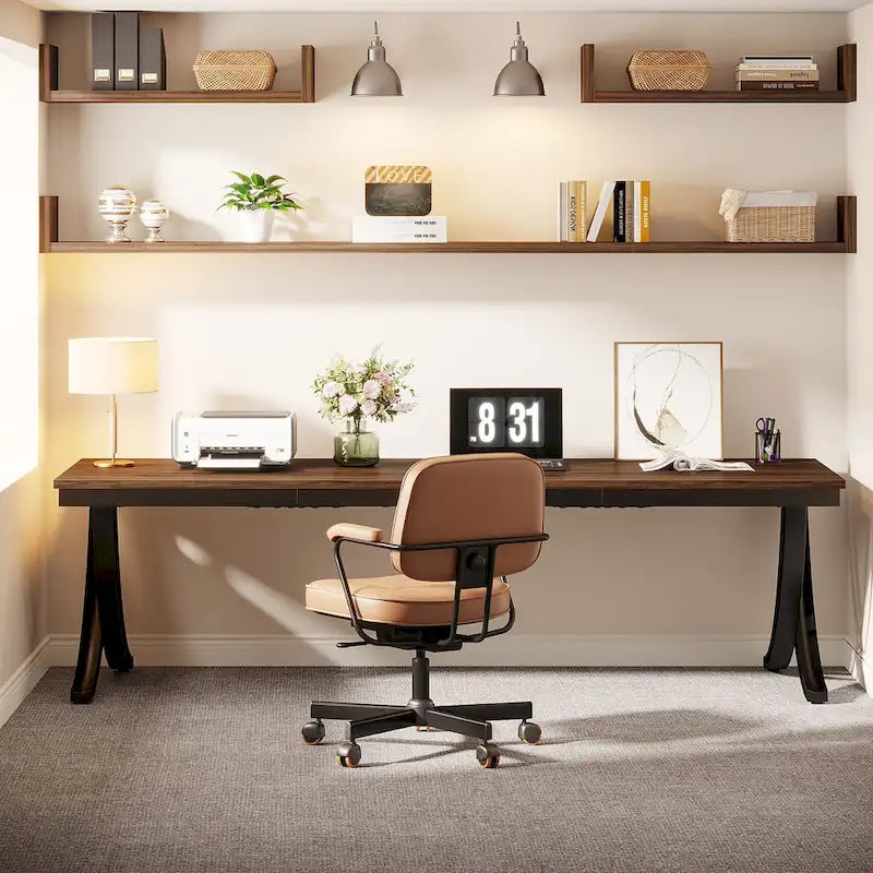 78.74  Extra Long Double Computer Desk with Unique Metal Legs for Home Office