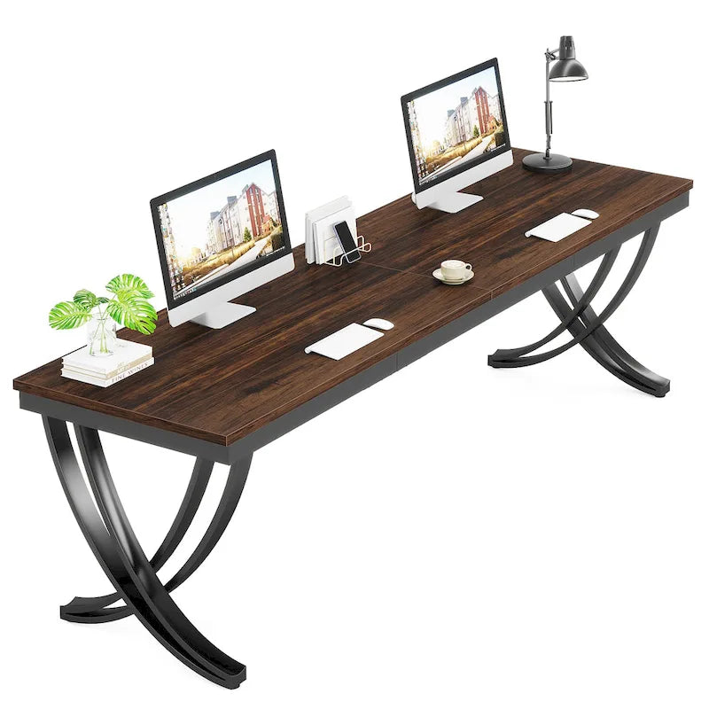 78.74  Extra Long Double Computer Desk with Unique Metal Legs for Home Office