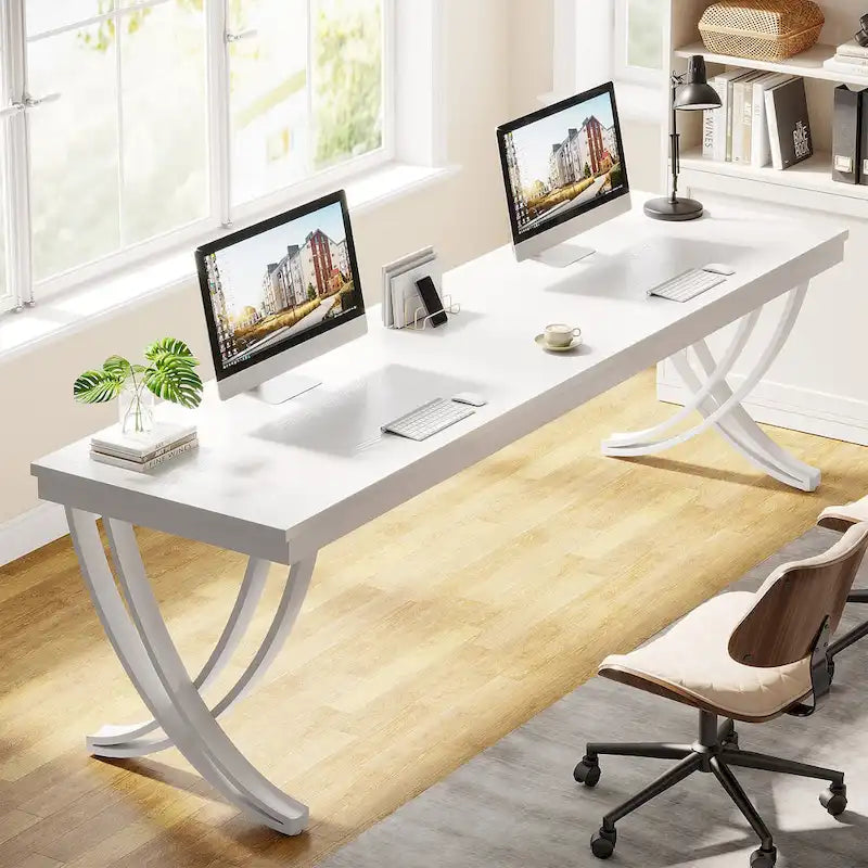 78.74  Extra Long Double Computer Desk with Unique Metal Legs for Home Office