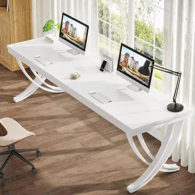 78.74  Extra Long Double Computer Desk with Unique Metal Legs for Home Office