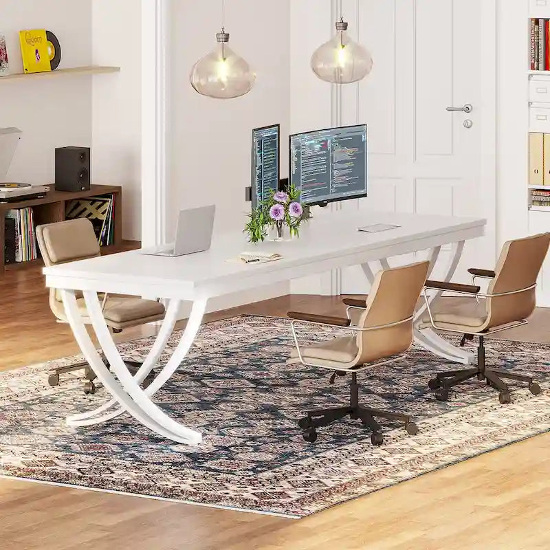 78.74  Extra Long Double Computer Desk with Unique Metal Legs for Home Office