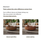 Mid-Century Modern Round Walnut Wood Coffee Table for Small Spaces & Apartments