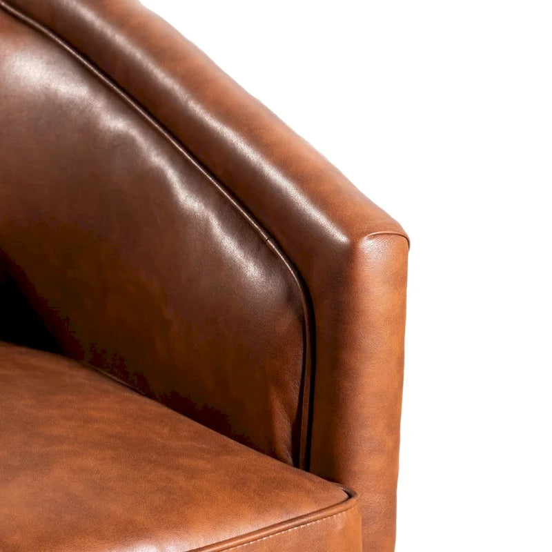 Barrel Accent Chair with 360 Swivel Vinyl Wrapped Base