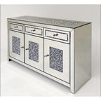Glam Mirrored Diamond 3-Drawers Accent Cabinet Sideboard