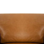 Genuine Leather Accent Chair - Luxurious Comfort Goose Feather Cushion Filling Square Arm Design Sturdy Block Legs