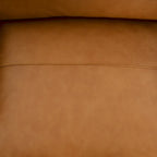 Genuine Leather Accent Chair - Luxurious Comfort Goose Feather Cushion Filling Square Arm Design Sturdy Block Legs