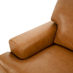 Genuine Leather Accent Chair - Luxurious Comfort Goose Feather Cushion Filling Square Arm Design Sturdy Block Legs