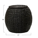 Household Essentials Handwoven Barrel Wicker Storage Basket Side Table - 17.0L x 17.0W x 19.0H