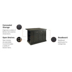 Nantucket Black Wood and Granite Inlay Kitchen Island