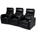 vidaXL 3-Seater Home Theater Recliner Sofa Black Faux Leather - 89.4  x 33.5  x 40.6 