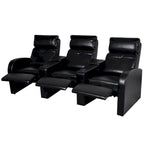 vidaXL 3-Seater Home Theater Recliner Sofa Black Faux Leather - 89.4  x 33.5  x 40.6