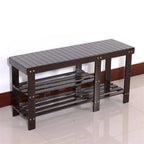 90cm Strip Type Bamboo Stool Shoe Rack with Boots Compartment Coffee - 35.43 x 11.02 x 17.72