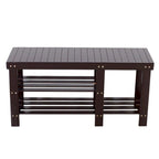 90cm Strip Type Bamboo Stool Shoe Rack with Boots Compartment Coffee - 35.43 x 11.02 x 17.72