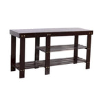 90cm Strip Type Bamboo Stool Shoe Rack with Boots Compartment Coffee - 35.43 x 11.02 x 17.72