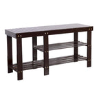 90cm Strip Type Bamboo Stool Shoe Rack with Boots Compartment Coffee - 35.43 x 11.02 x 17.72