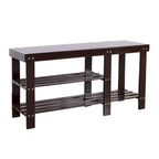 90cm Strip Type Bamboo Stool Shoe Rack with Boots Compartment Coffee - 35.43 x 11.02 x 17.72
