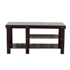 90cm Strip Type Bamboo Stool Shoe Rack with Boots Compartment Coffee - 35.43 x 11.02 x 17.72