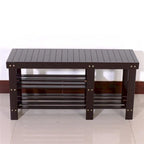 90cm Strip Type Bamboo Stool Shoe Rack with Boots Compartment Coffee - 35.43 x 11.02 x 17.72