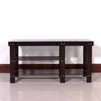 90cm Strip Type Bamboo Stool Shoe Rack with Boots Compartment Coffee - 35.43 x 11.02 x 17.72