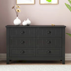 Modern Black Storage Solid Wood Retro Shell Handle Side Cabinet
