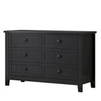 Modern Black Storage Solid Wood Retro Shell Handle Side Cabinet