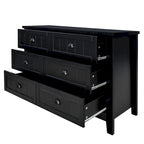 Modern Black Storage Solid Wood Retro Shell Handle Side Cabinet