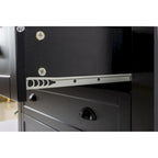 Modern Black Storage Solid Wood Retro Shell Handle Side Cabinet