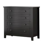 Modern Black Storage Solid Wood Retro Shell Handle Side Cabinet