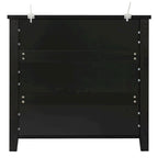 Modern Black Storage Solid Wood Retro Shell Handle Side Cabinet