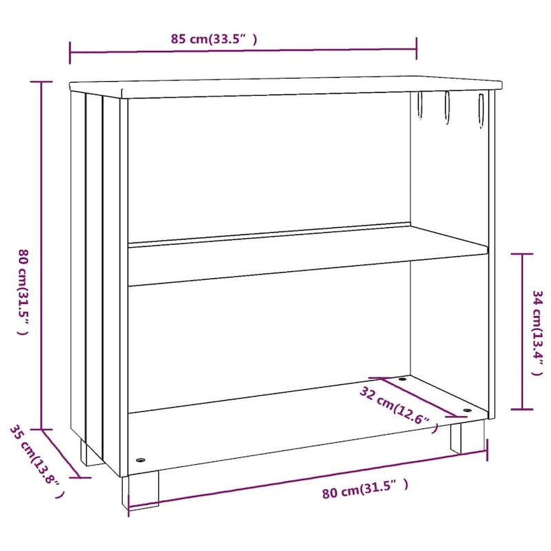 vidaXL Sideboard Storage Kitchen Cabinet for Hallway HAMAR Solid Wood Pine - 33.5x13.8x31.5