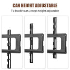 Wooden Tv Stand with Black Tempered Glass Adjustable Swivel Entertainment Center With Mount TV Stand