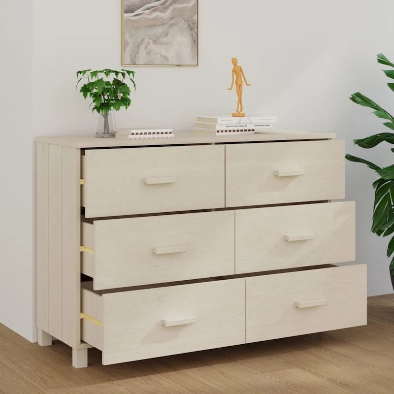 vidaXL Sideboard Buffet Console Cabinet with Storage HAMAR Solid Wood Pine - 44.5 x 15.7 x 31.5
