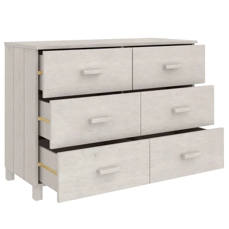 vidaXL Sideboard Buffet Console Cabinet with Storage HAMAR Solid Wood Pine - 44.5 x 15.7 x 31.5