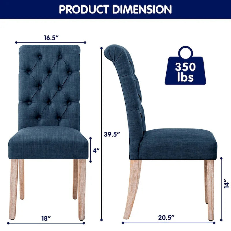 CHUN YI Linen Parsons Modern Button Dining Chair (Set of 2)