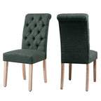 CHUN YI Linen Parsons Modern Button Dining Chair (Set of 2)