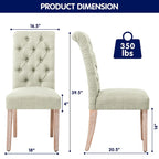 CHUN YI Linen Parsons Modern Button Dining Chair (Set of 2)