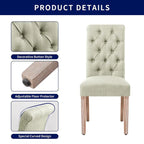 CHUN YI Linen Parsons Modern Button Dining Chair (Set of 2)