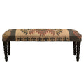 47  Multicolored Southwestern Style Rectangular Bench with Wooden Legs