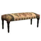 47  Multicolored Southwestern Style Rectangular Bench with Wooden Legs