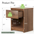 Gymax Nightstand with Drawer Storage Shelf Wooden End Side Table