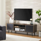 WAMPAT Mid Century Modern TV Stand 61.6 inch Black & Grey