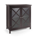 Buffet Cabinet with Tempered Glass Doors & Adjustable Shelves for Kitchen - 35.5 x 15.5 x 38 (L x W x H)